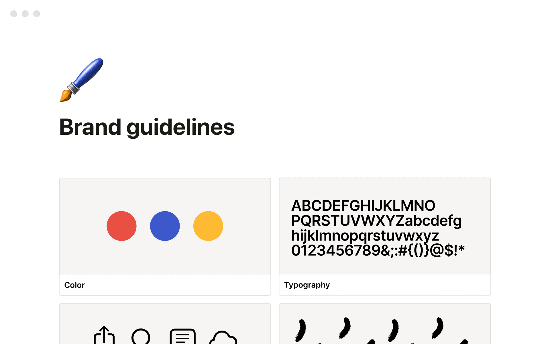 A screenshot of a Notion workspace showing brand guidelines