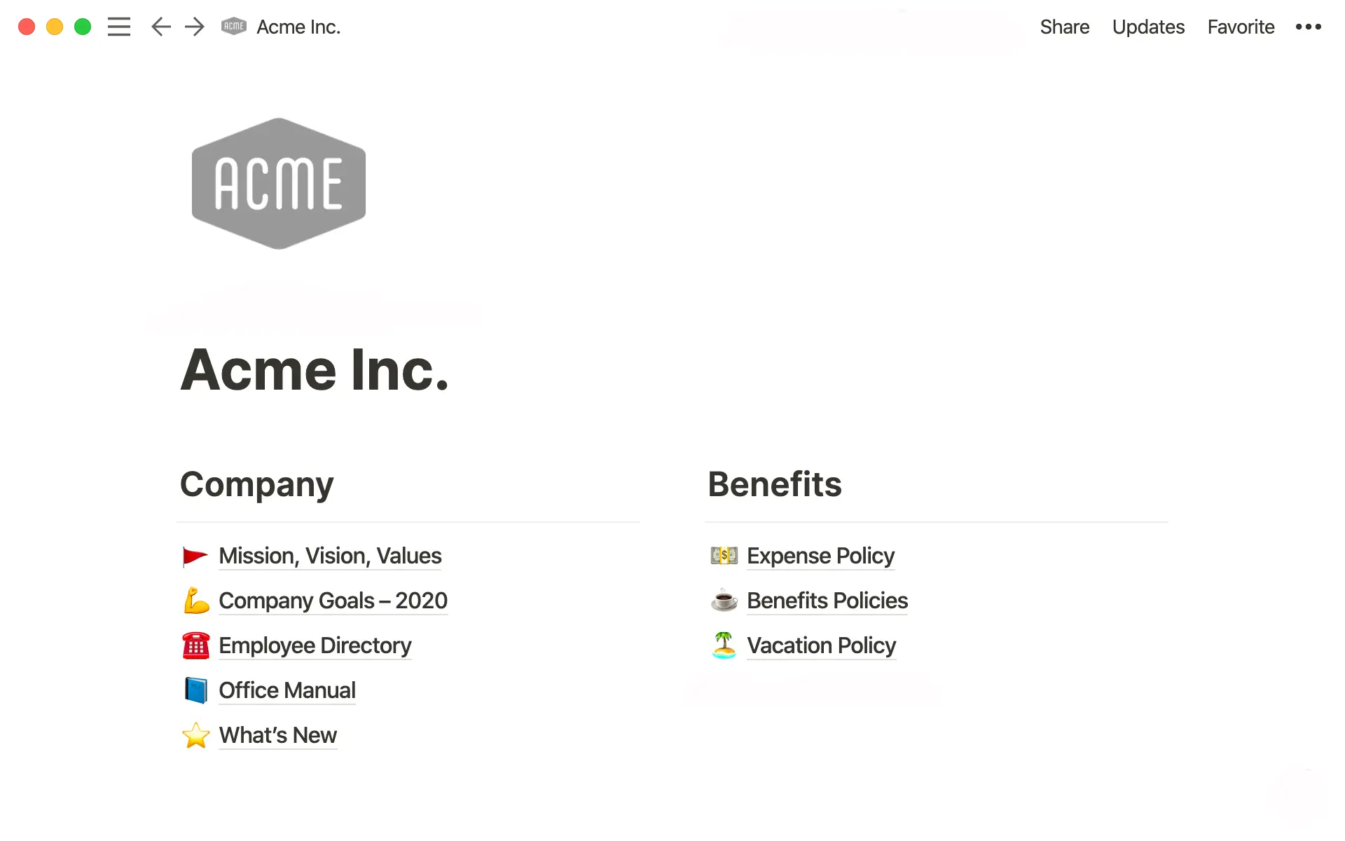 A simple wiki with your company information.